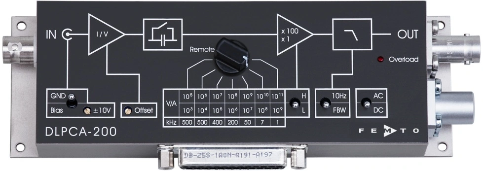 switchable low-noise transimpedance amplifier DLPCA-200